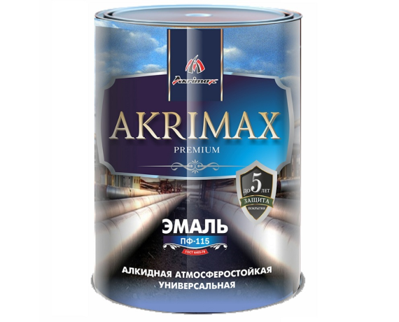 Akrimax-Premium Эмаль ПФ-115 алкидная серая 0,8 кг