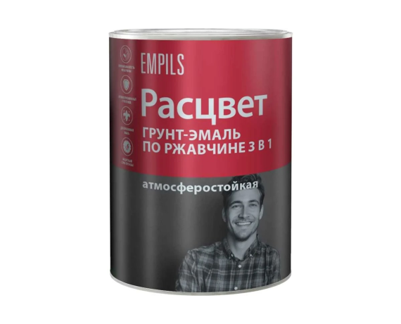 Расцвет Грунт-эмаль по ржавчине алкидная зеленая 0,9 кг (14шт)