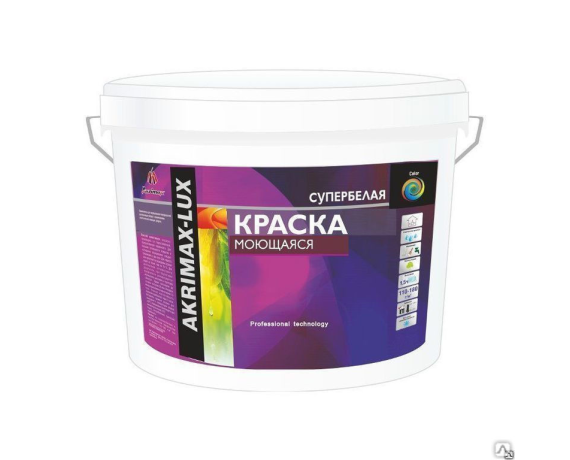 Akrimax-lux Краска моющаяся СУПЕРбел. 15 кг