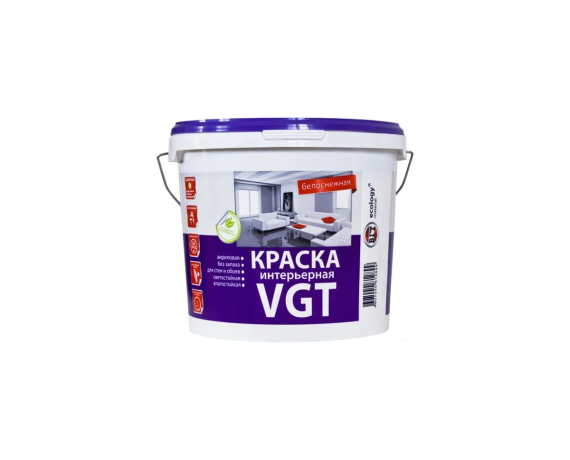 VGT Белоснежная краска ВД-АК 2180 интерьерная влагостойкая 7кг