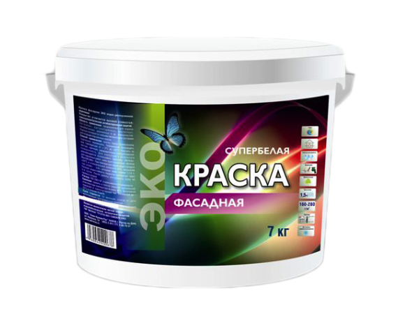 ЭКОPROF Краска водоэмульсионая фасадная супербелая 7 кг