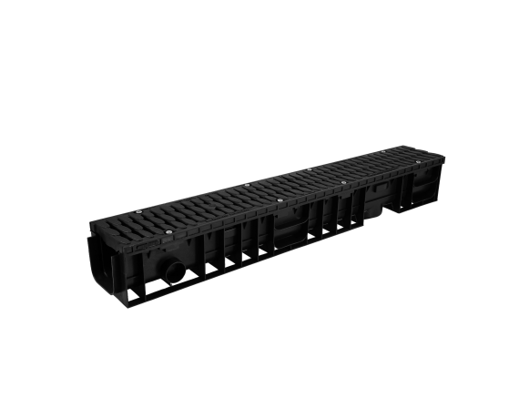 Лоток водоотводный пластиковый Аquastok Master DN100 H135 класс нагрузки B125 (комплект) 1000х148х13