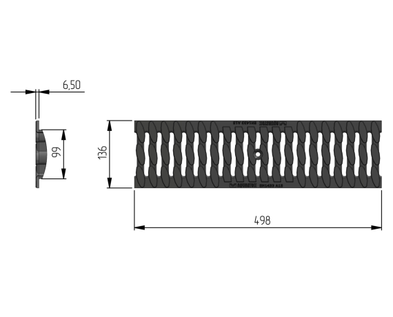 Решетка Aquastok Norma DN100 А15 500х136х15