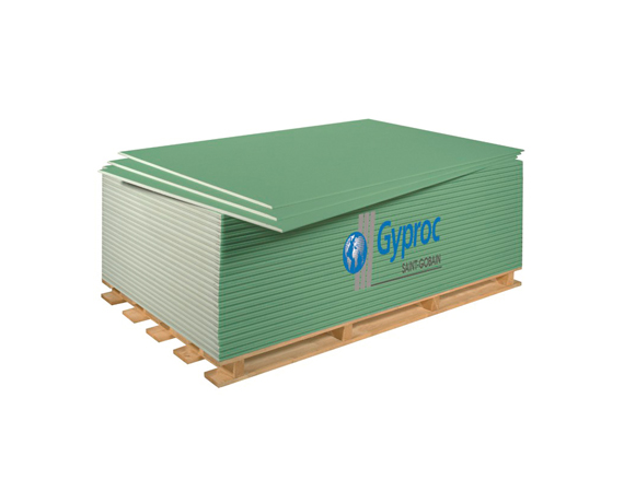 Гипсокартон Gyproc влагостойкий  ГКЛВ-УК 2500х1200х12,5 мм.(56 шт/пал)