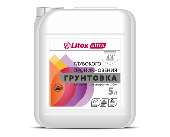 Грунтовка Глубокого проникновения Litox Ultra 5л/5,5кг (для нар. и внутр.работ) ЛИТОКС