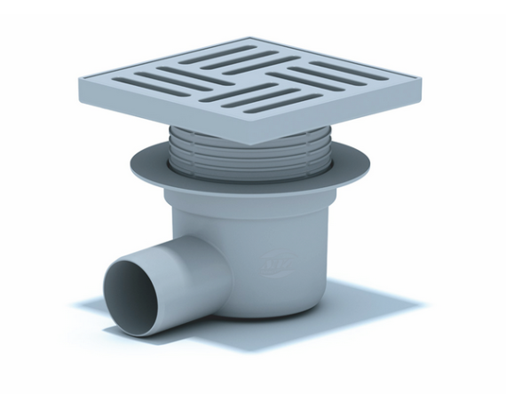 Трап ТА5610 с горизонтальным выпуском 50мм с регулируемой пластиковой решеткой