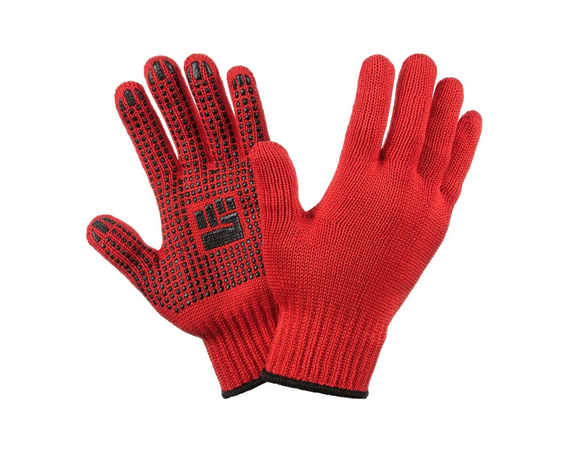 Перчатки х/б с ПВХ 2х-слойные 7,5кл. XL,250,1текс, красные