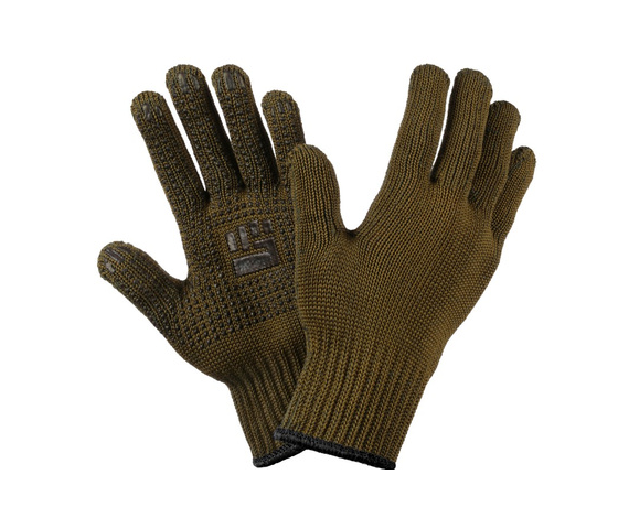 Перчатки х/б с ПВХ 2х-слойные 7,5кл. XL,250,1текс, олива