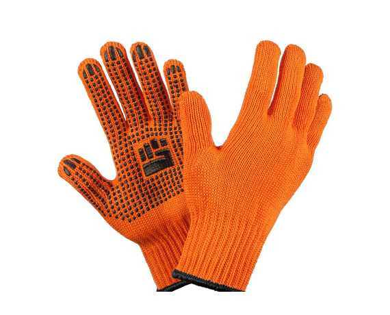 Перчатки х/б с ПВХ 2х-слойные 7,5кл. XL,250,1текс, оранжевые