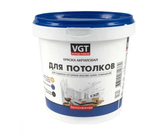 VGT Белоснежная краска ВД-АК 2180 для потолков 1,5кг 