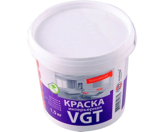 VGT Белоснежная краска ВД-АК 2180 д/нар./внутр. работ моющая 1,5кг 
