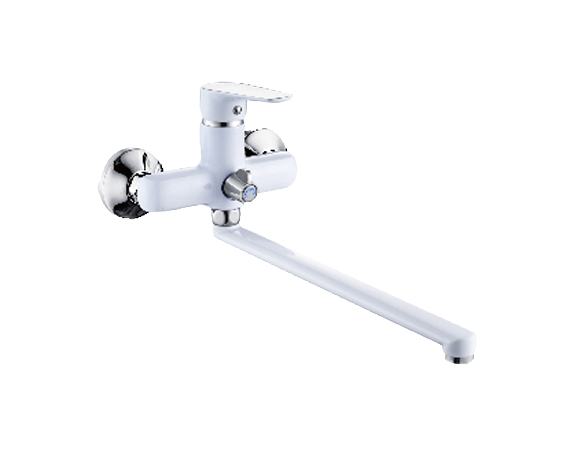 Смеситель для ванны Lemen LC-2213W,однорычажный. D35,длинный излив,картридж,белый