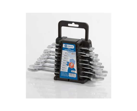 Набор ключей рожковых КОБАЛЬТ 6x7,8x10,9x11,12x13,14x15,16x17,18x19,20x22 мм (8 шт.) держатель