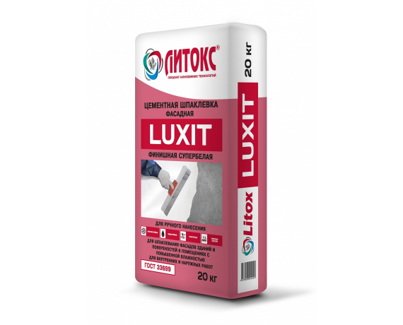 Литокс LUXIT Белая цементная фасадная шпатлевка  20 кг