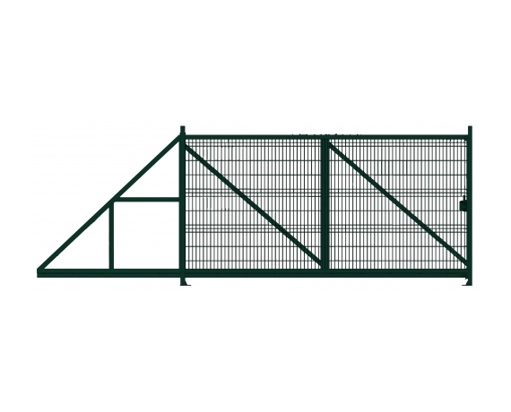 Ворота откатные Profi 2,03х4,0 м RAL 6005 зеленый, влево