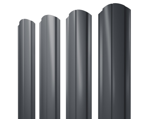 Штакетник Полукруглый Slim фигурный 0,5 Drap RAL 7024 мокрый асфальт