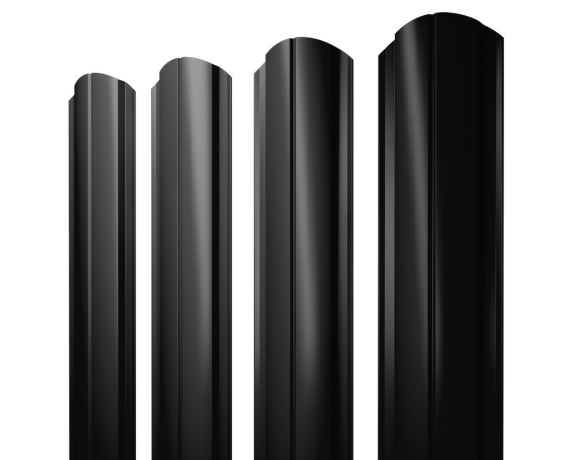 Штакетник Полукруглый Slim фигурный 0,5 Drap RAL 9005 черный