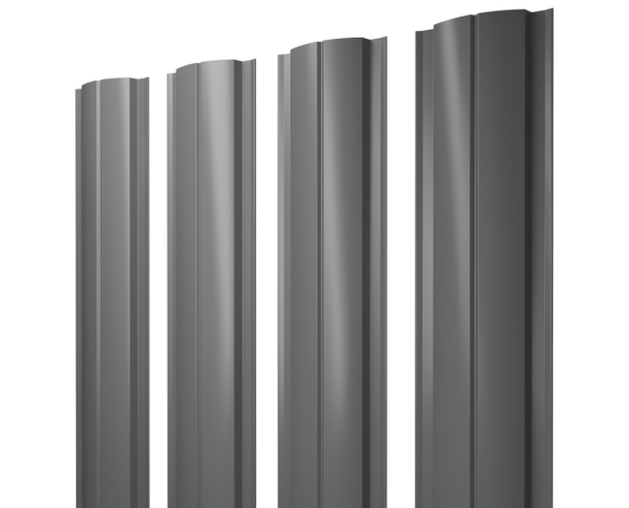 Штакетник Полукруглый Slim с прямым резом PE 0,45 RAL 7005 Мышино-Серый