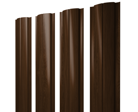 Штакетник Полукруглый Slim с прямым резом 0,45 Print Elite Choco Wood TwinColor