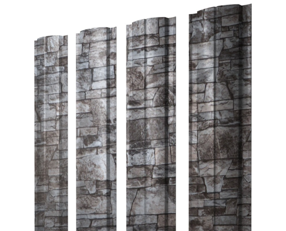 Штакетник Полукруглый Slim с прямым резом 0,45 Print Elite Fine Stone TwinColor