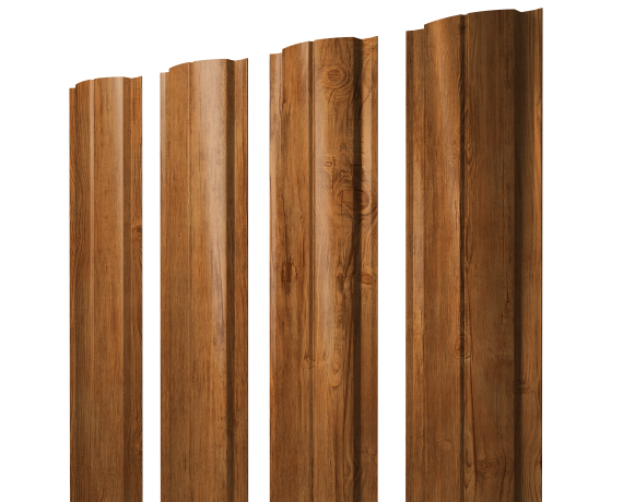 Штакетник Полукруглый Slim с прямым резом 0,45 Print Elite Golden Wood TwinColor