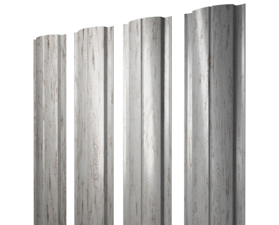 Штакетник Полукруглый Slim с прямым резом 0,45 Print Elite Snow Wood TwinColor