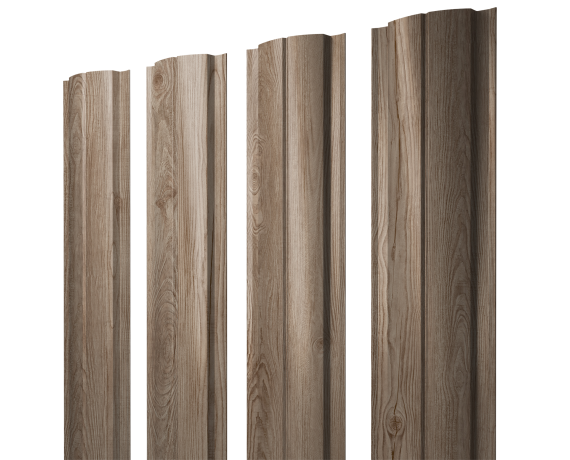 Штакетник Полукруглый Slim с прямым резом 0,45 Print Elite White Wood TwinColor