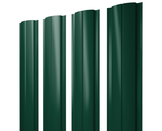 Штакетник Полукруглый Slim с прямым резом 0,45 Drap RAL 6005 зеленый мох