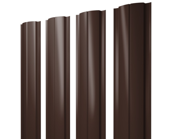 Штакетник Полукруглый Slim с прямым резом 0,45 Drap RAL 8017 шоколад