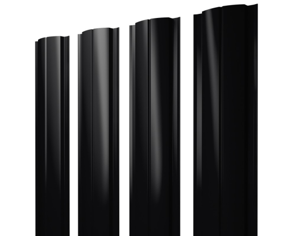 Штакетник Полукруглый Slim с прямым резом 0,45 Drap RAL 9005 черный