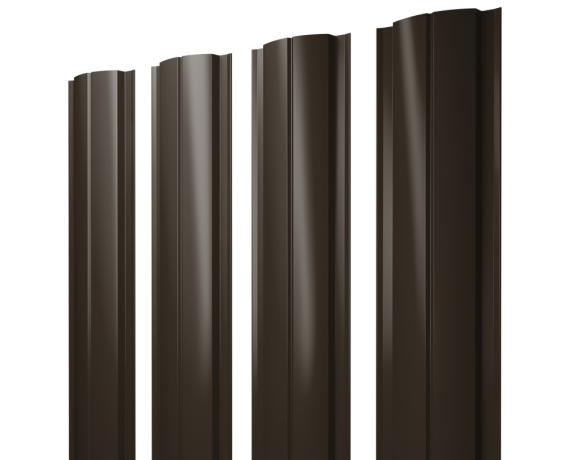 Штакетник Полукруглый Slim с прямым резом 0,5 Satin Matt TX RR 32 темно-коричневый