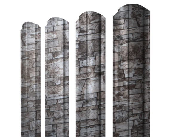 Штакетник Полукруглый Slim фигурный 0,45 Print Elite Fine Stone TwinColor