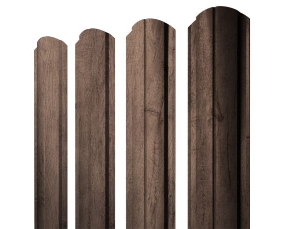 Штакетник Полукруглый Slim фигурный 0,45 Print Premium Almond Wood Fresh