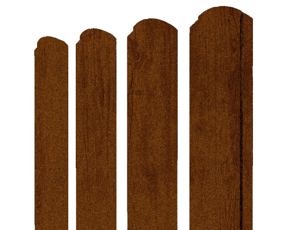 Штакетник Полукруглый Slim фигурный 0,45 Print Premium Golden Wood Intense FTC