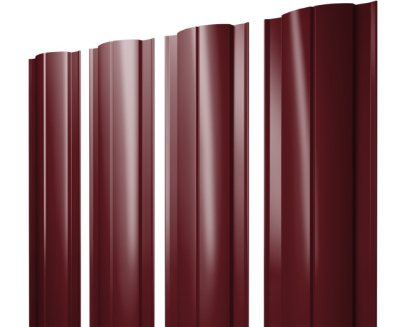 Штакетник Круглый с прямым резом 0,45 PE RAL 3005 красное вино