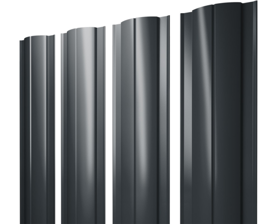 Штакетник Круглый с прямым резом 0,45 PE RAL 7016 антрацитово-серый