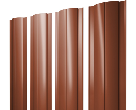 Штакетник Круглый с прямым резом 0,45 PE RAL 8004 терракота