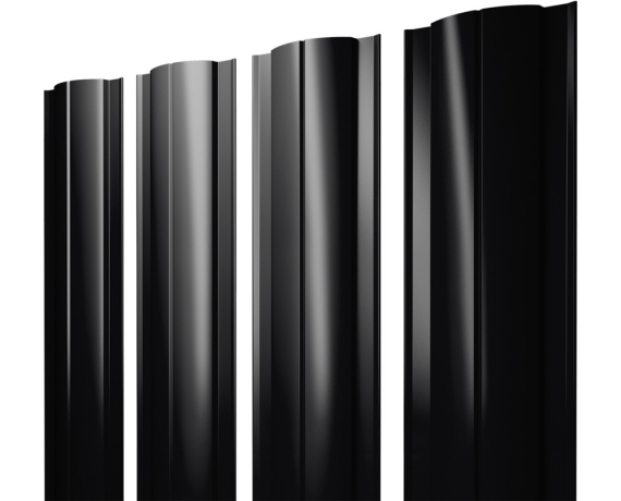 Штакетник Круглый с прямым резом 0,45 PE RAL 9005 черный