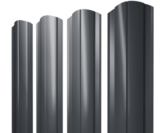 Штакетник Круглый фигурный 0,45 PE-Double RAL 7024 мокрый асфальт