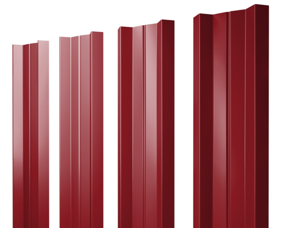 Штакетник М-образный А с прямым резом 0,45 PE RAL 3003 рубиново-красный