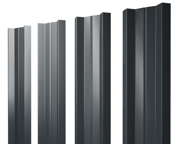 Штакетник М-образный А с прямым резом 0,45 PE RAL 7016 антрацитово-серый