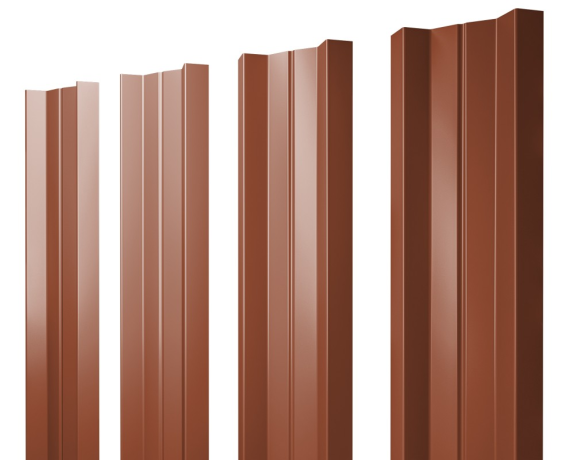 Штакетник М-образный А с прямым резом 0,45 PE RAL 8004 терракота