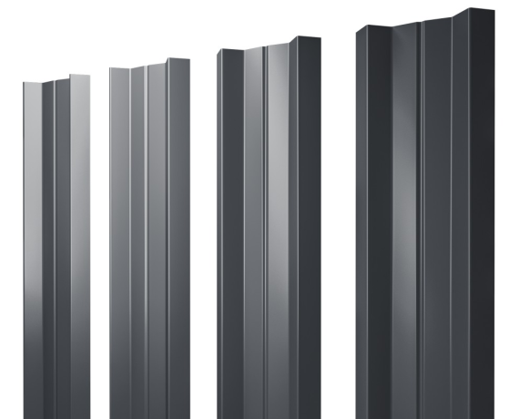 Штакетник М-образный А с прямым резом 0,45 PE-Double RAL 7024 мокрый асфальт