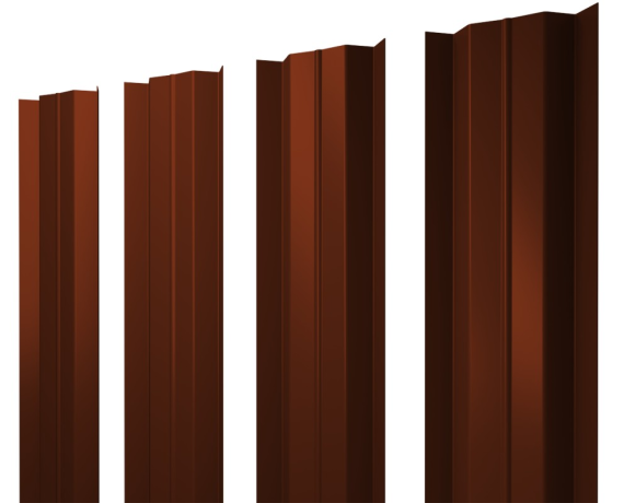 Штакетник М-образный В с прямым резом 0,45 PE RAL 3009 оксидно-красный