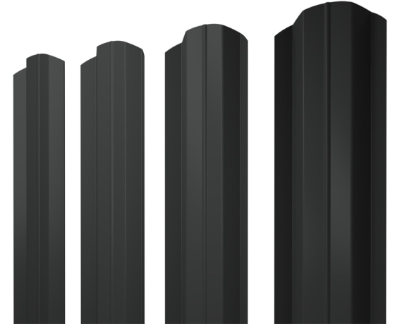 Штакетник М-образный B фигурный 0,45 PE-Double RAL 7016 антрацитово-серый