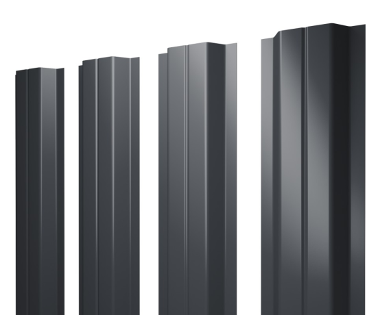 Штакетник П-образный A с прямым резом 0,45 Drap-double TX RAL 7024 мокрый асфальт