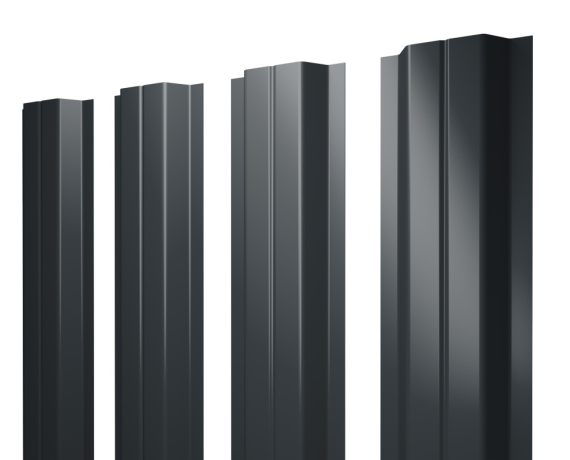 Штакетник П-образный A с прямым резом 0,45 PE-Double RAL 7016 антрацитово-серый