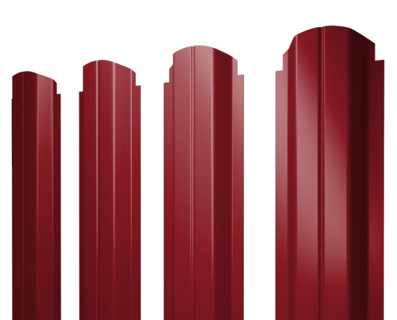 Штакетник П-образный А фигурный 0,45 PE RAL 3003 рубиново-красный