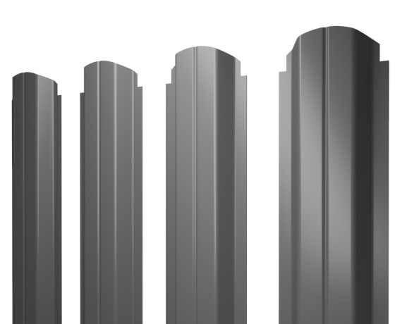 Штакетник П-образный А фигурный 0,45 PE RAL 7005 мышино-серый