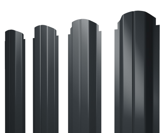 Штакетник П-образный А фигурный 0,45 PE RAL 7016 антрацитово-серый